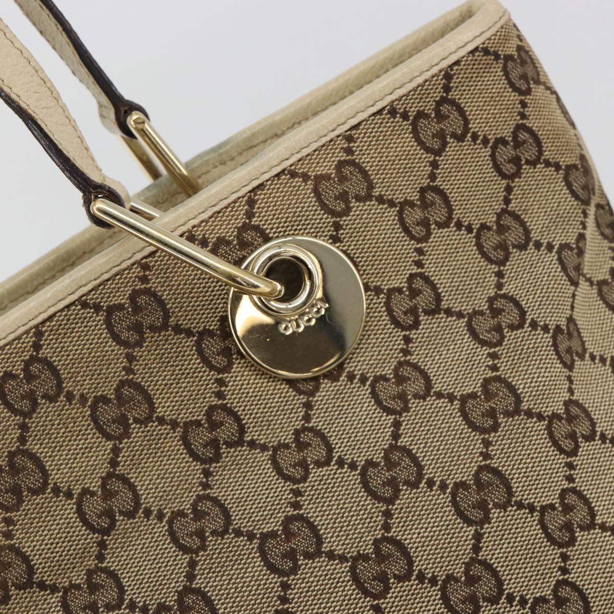 GUCCI GG Canvas Tote Bag Beige Gold 139552 Auth bs36222