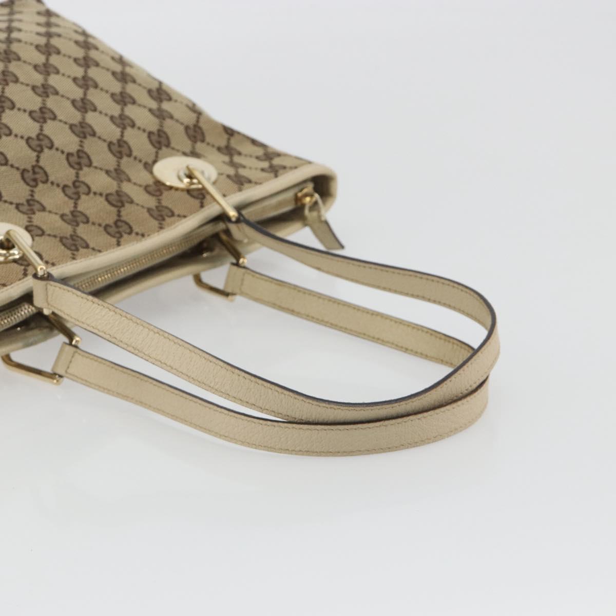 GUCCI GG Canvas Tote Bag Beige Gold 139552 Auth bs36222