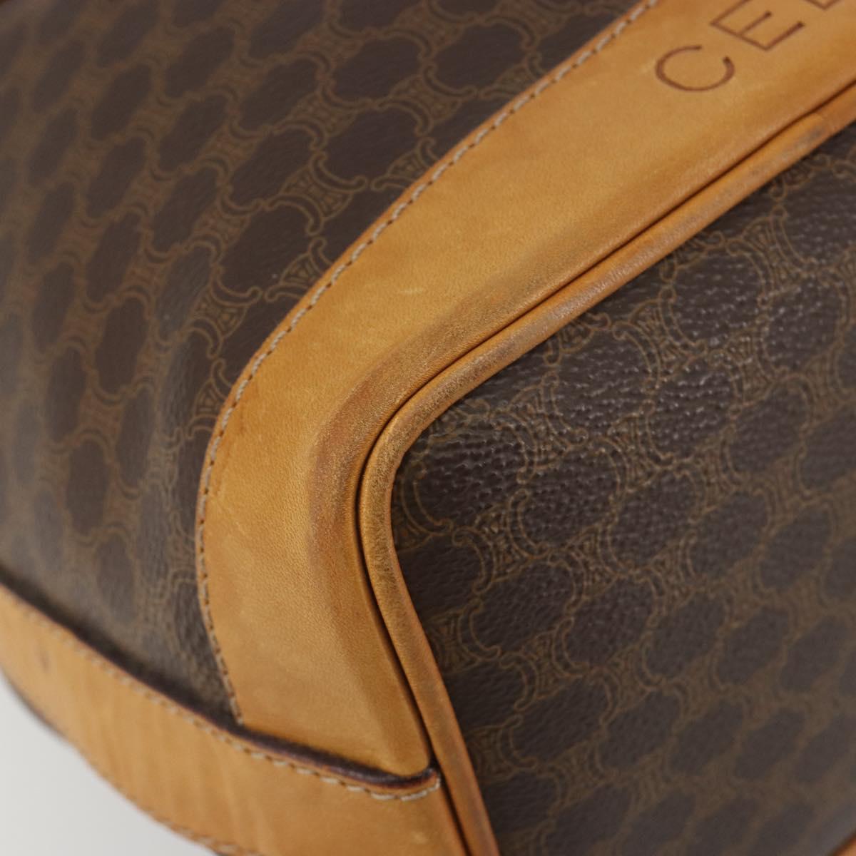 CELINE Macadam Canvas Shoulder Bag PVC Leather Brown Gold Auth bs36223