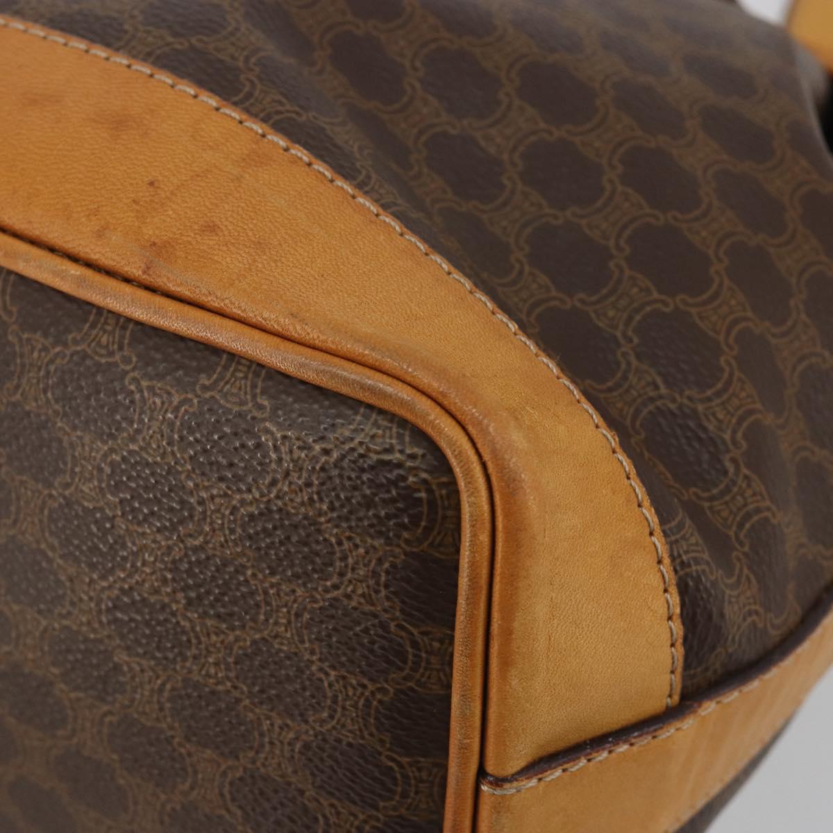 CELINE Macadam Canvas Shoulder Bag PVC Leather Brown Gold Auth bs36223