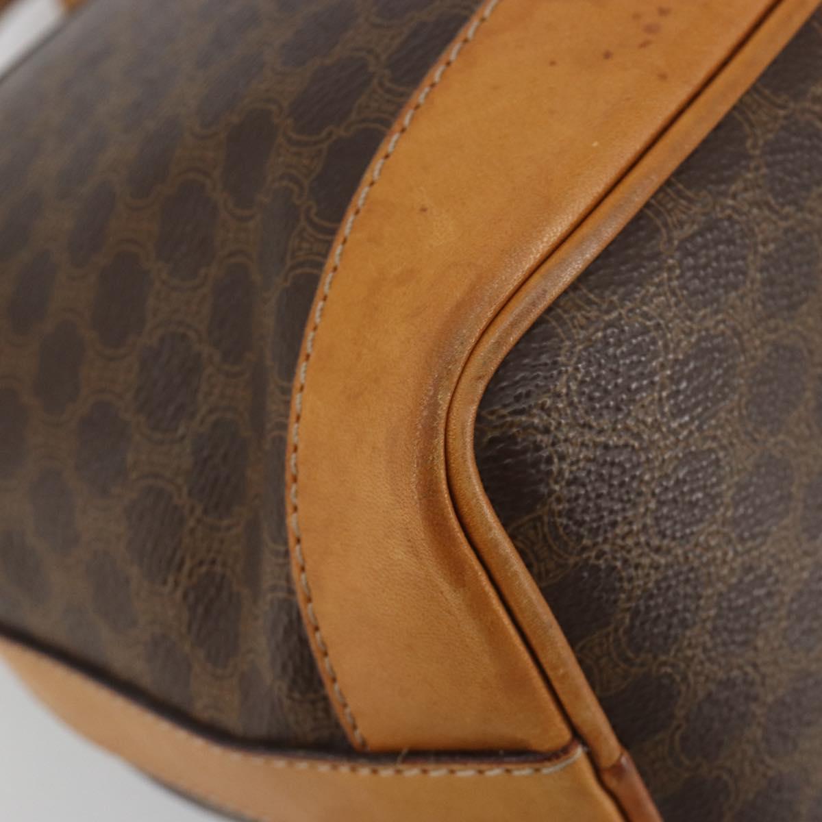 CELINE Macadam Canvas Shoulder Bag PVC Leather Brown Gold Auth bs36223