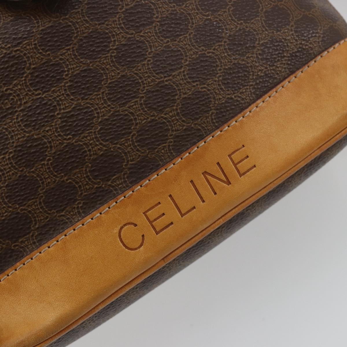 CELINE Macadam Canvas Shoulder Bag PVC Leather Brown Gold Auth bs36223