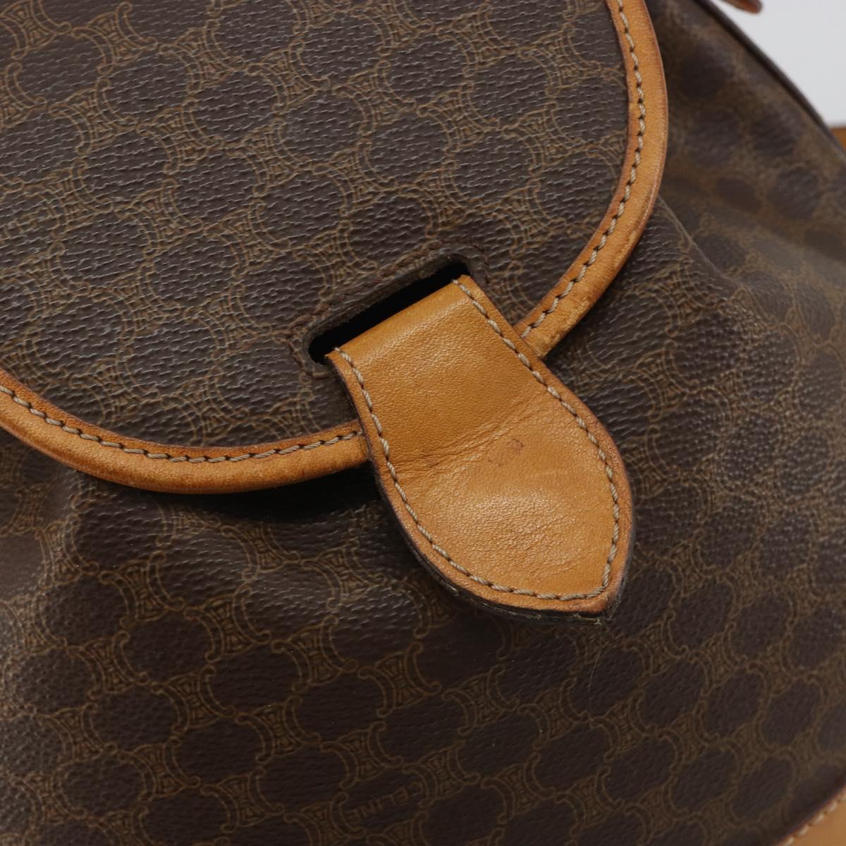 CELINE Macadam Canvas Shoulder Bag PVC Leather Brown Gold Auth bs36223