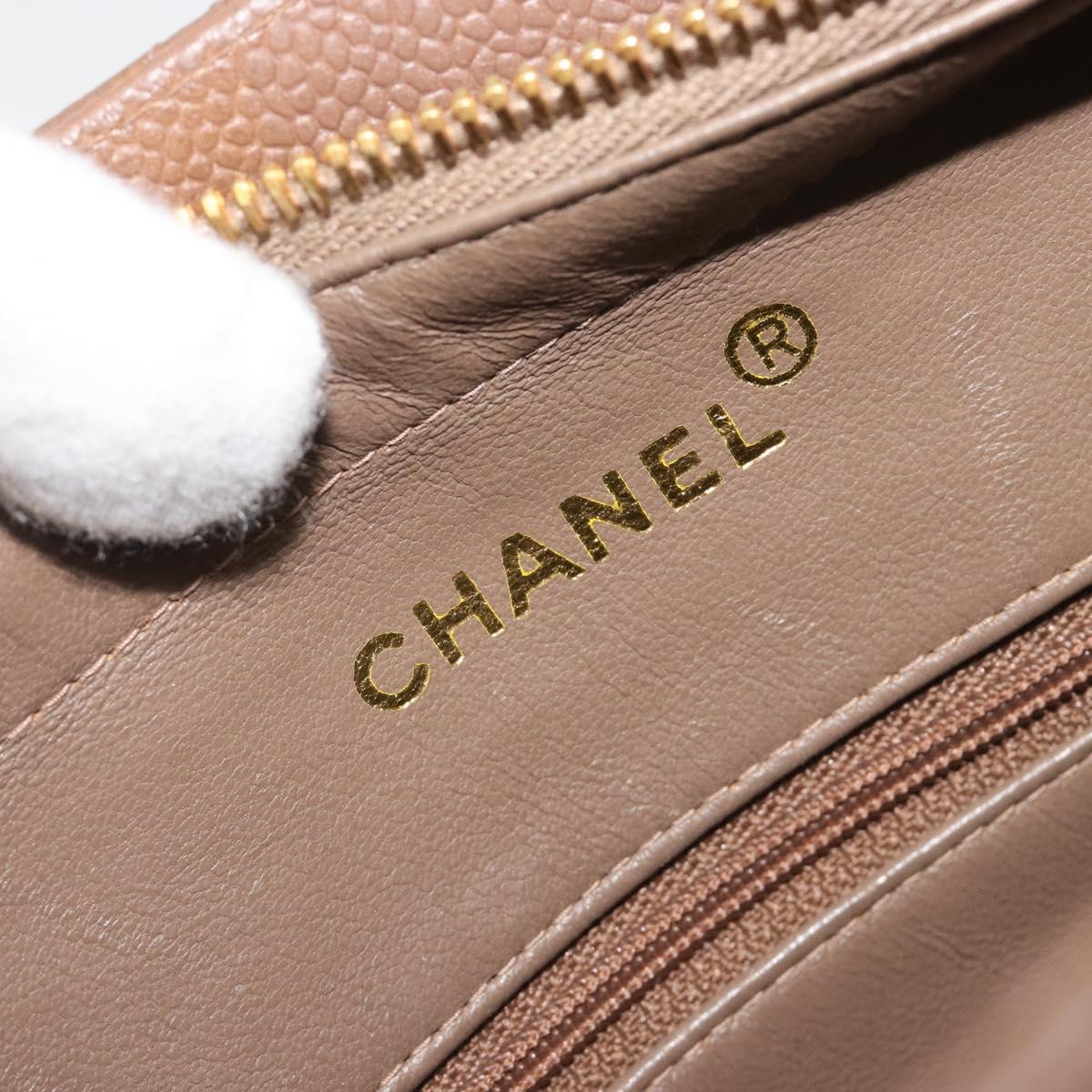 CHANEL Matelasse Chain Shoulder Bag Caviar Skin Brown Gold CC Auth bs36224V