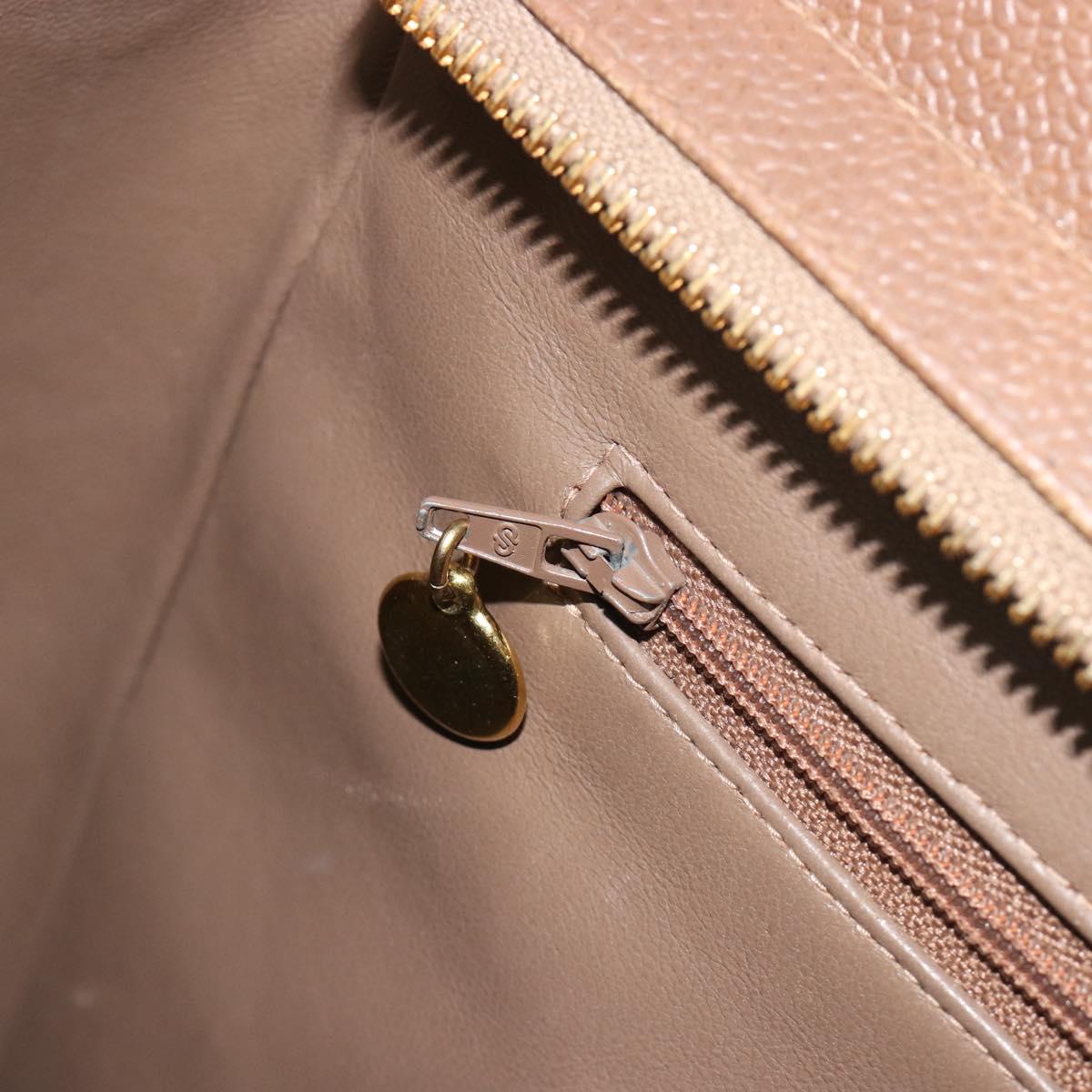 CHANEL Matelasse Chain Shoulder Bag Caviar Skin Brown Gold CC Auth bs36224V