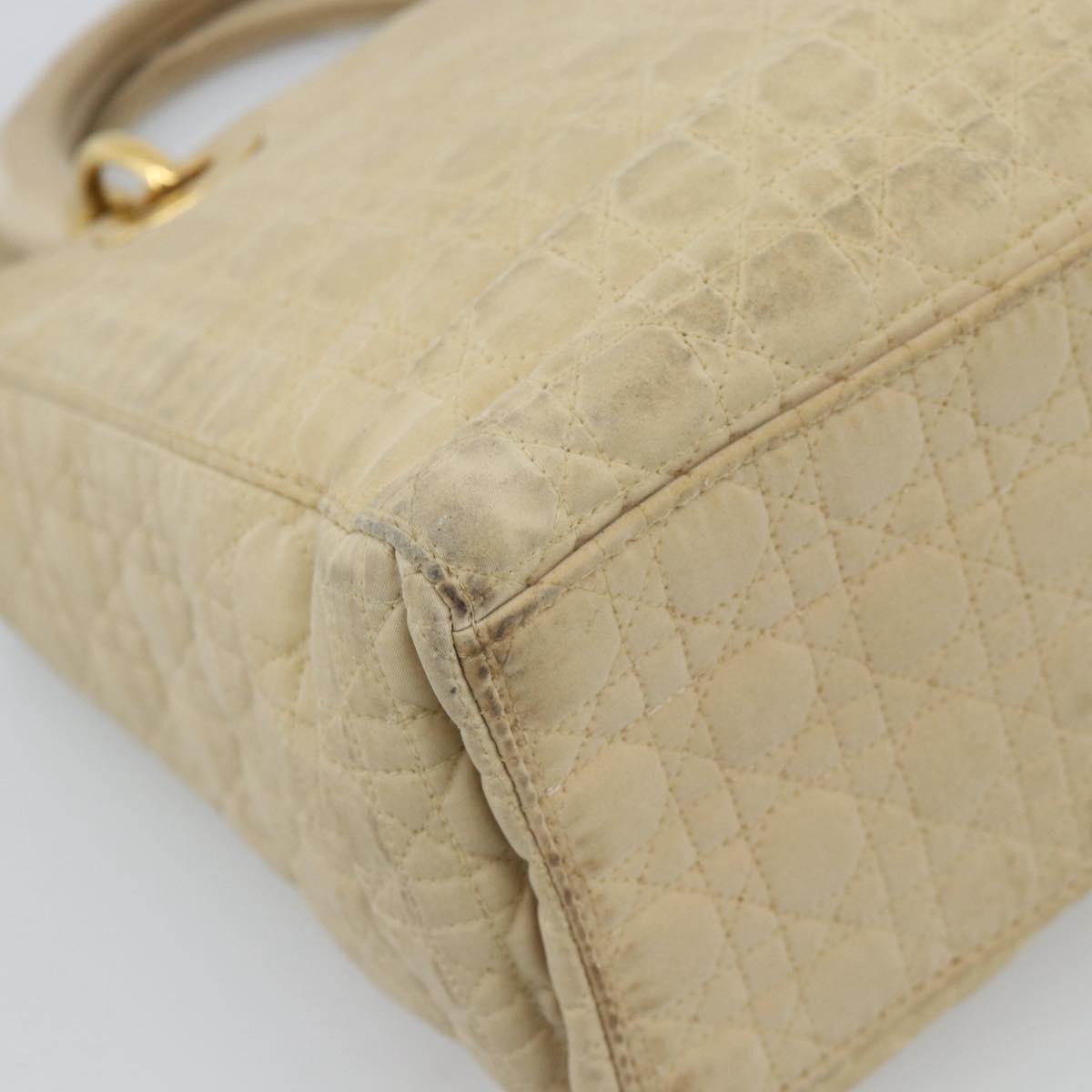 Christian Dior Canage Hand Bag Canvas Beige Gold Auth bs36229
