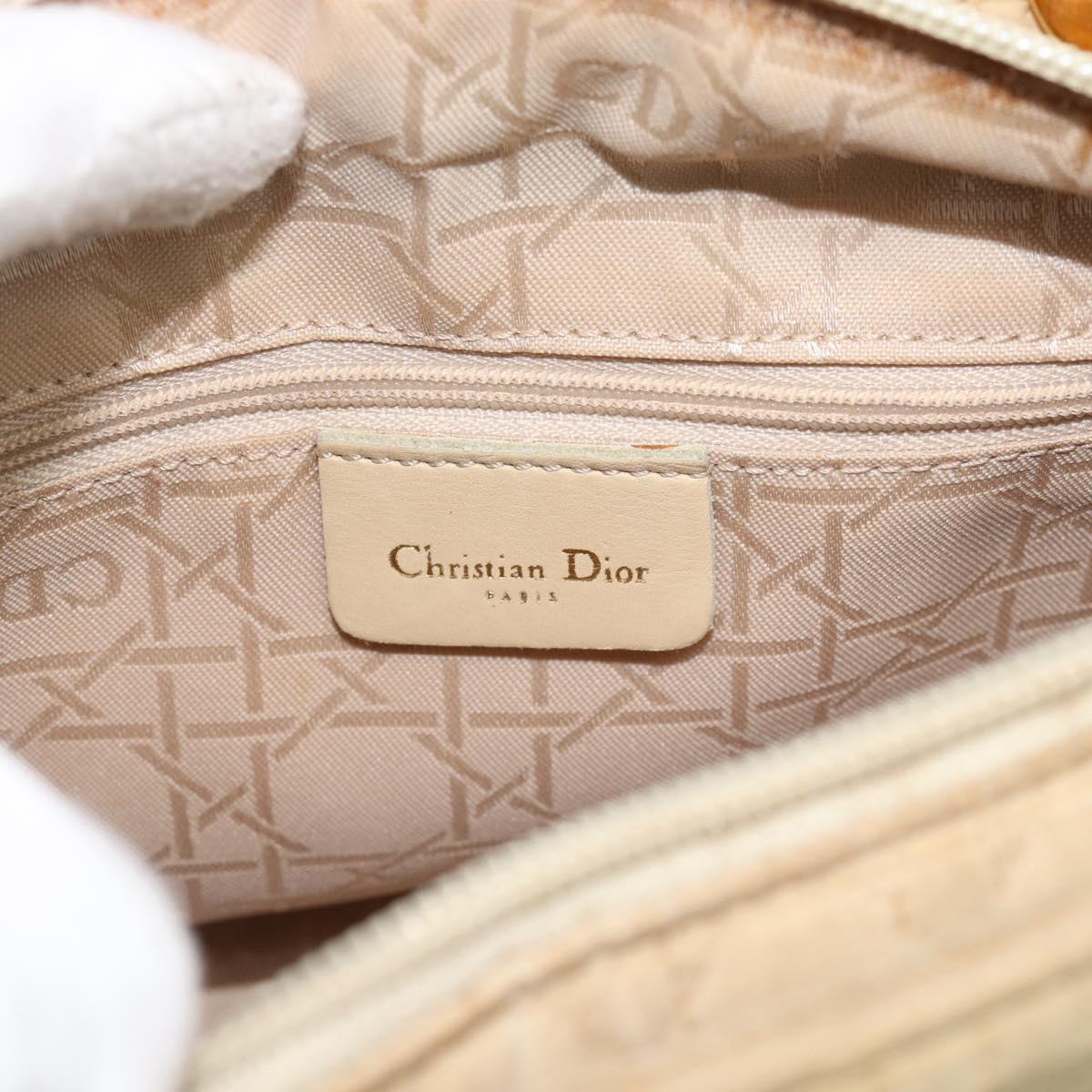 Christian Dior Canage Hand Bag Canvas Beige Gold Auth bs36229