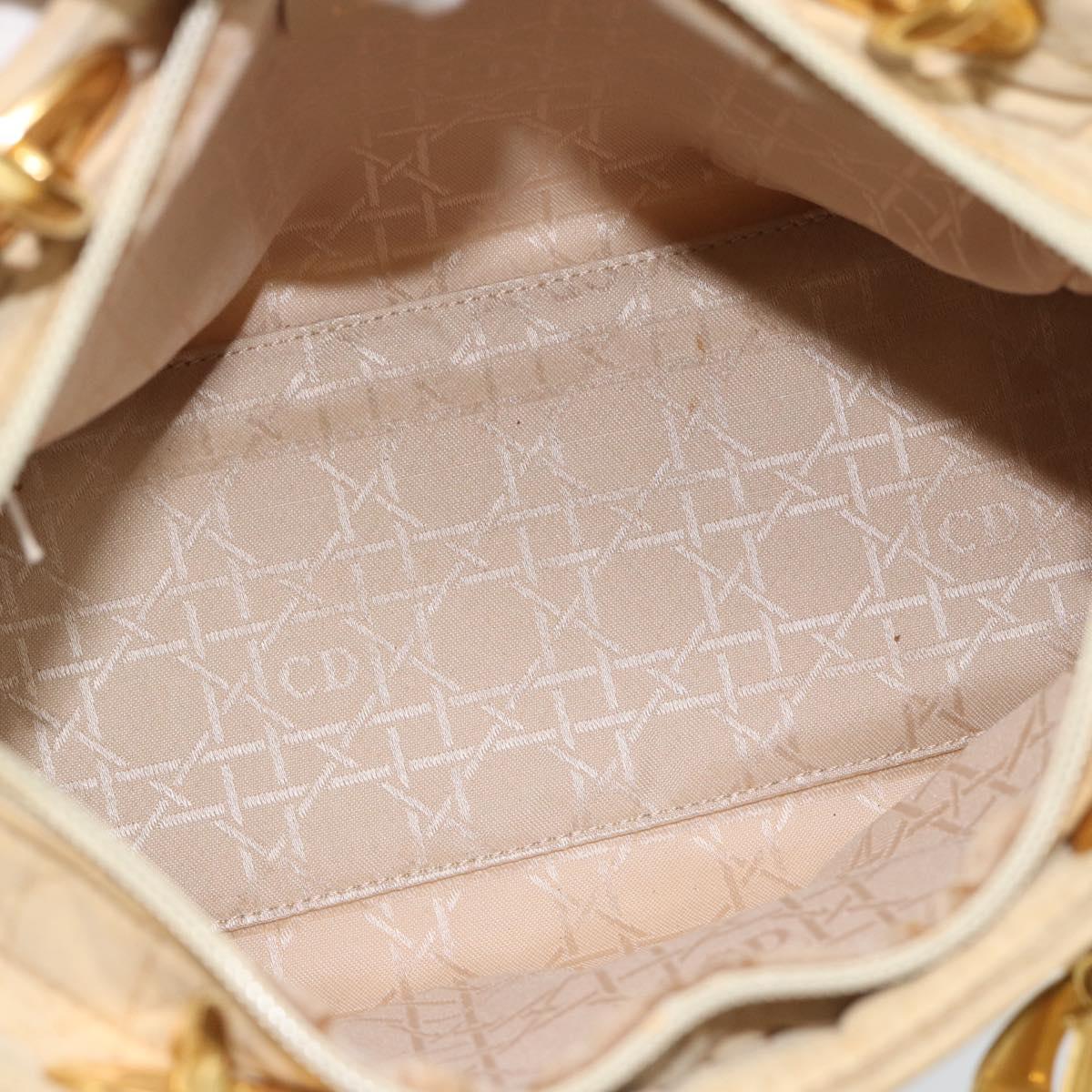 Christian Dior Canage Hand Bag Canvas Beige Gold Auth bs36229
