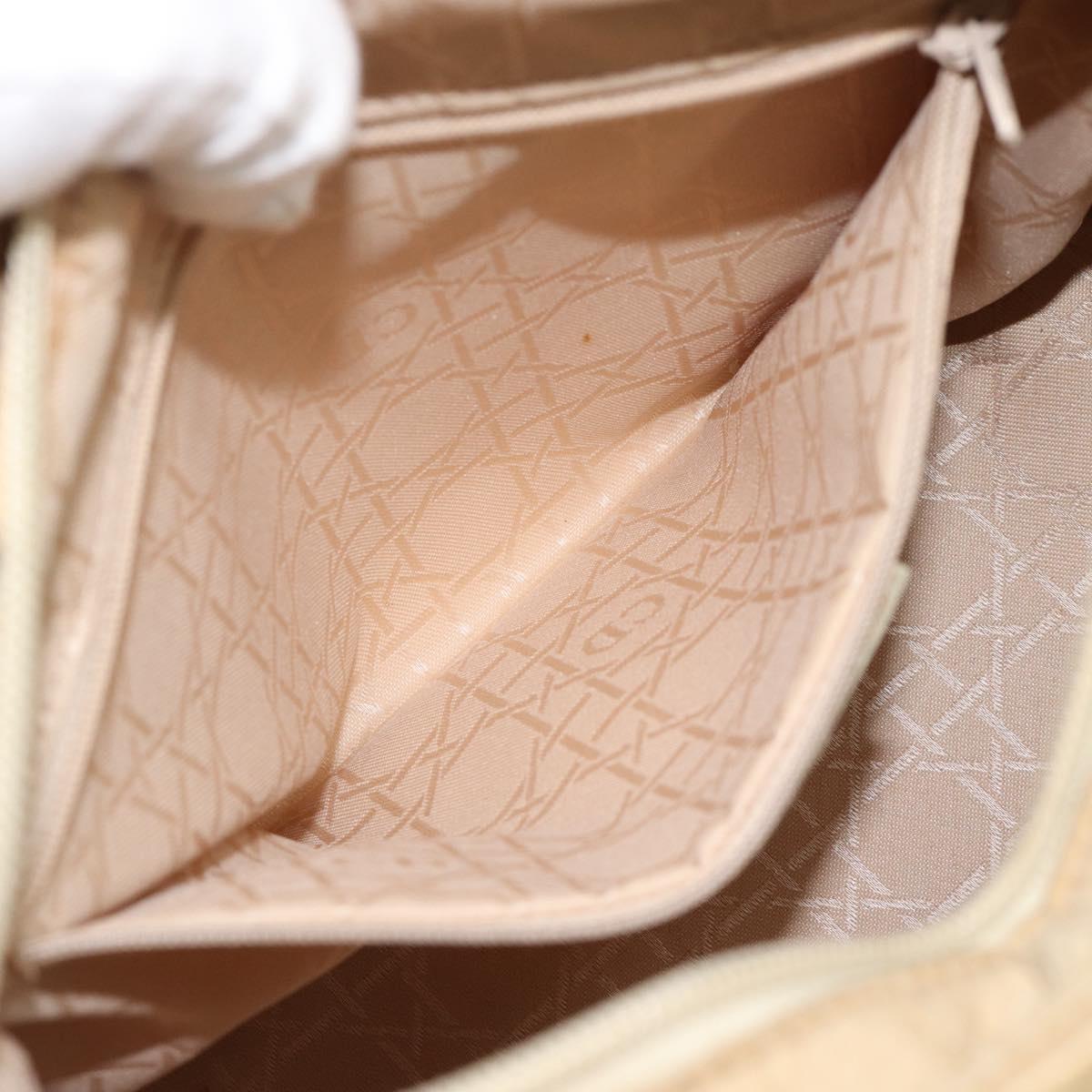 Christian Dior Canage Hand Bag Canvas Beige Gold Auth bs36229