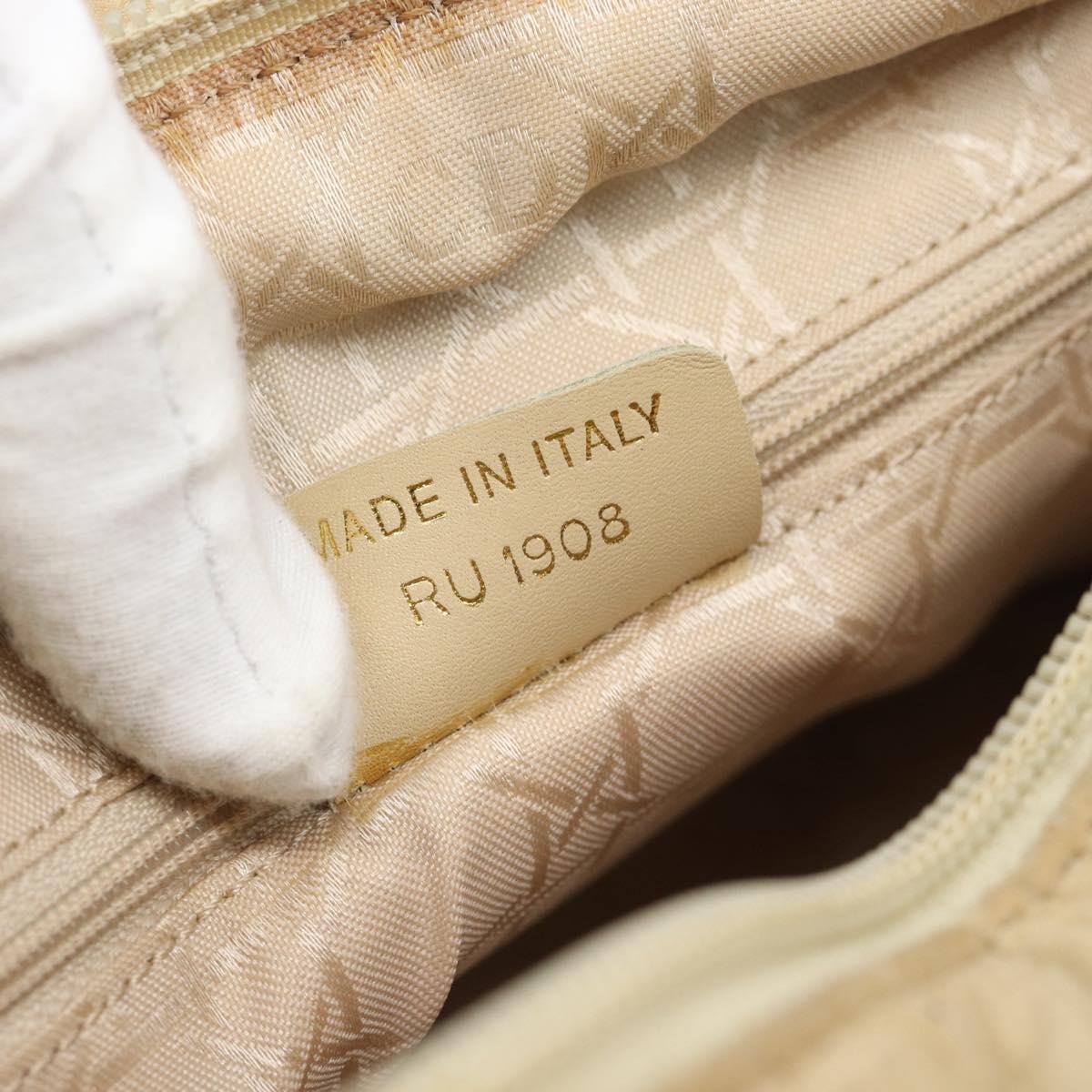 Christian Dior Canage Hand Bag Canvas Beige Gold Auth bs36229