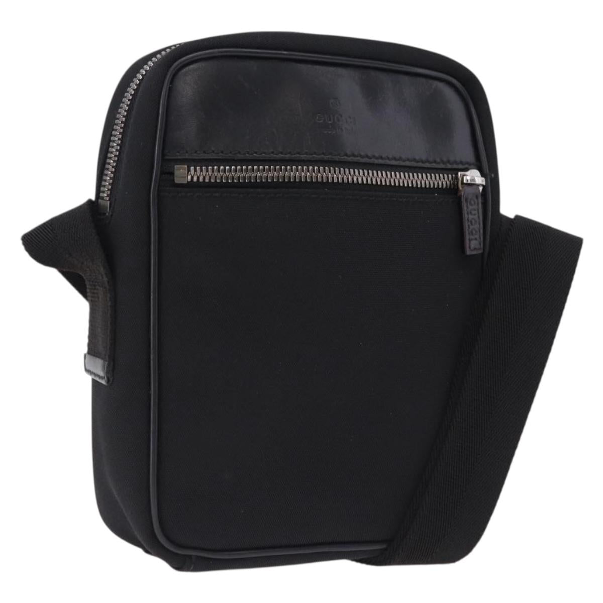 GUCCI Shoulder Bag Canvas Black Silver 101680 Auth bs36230