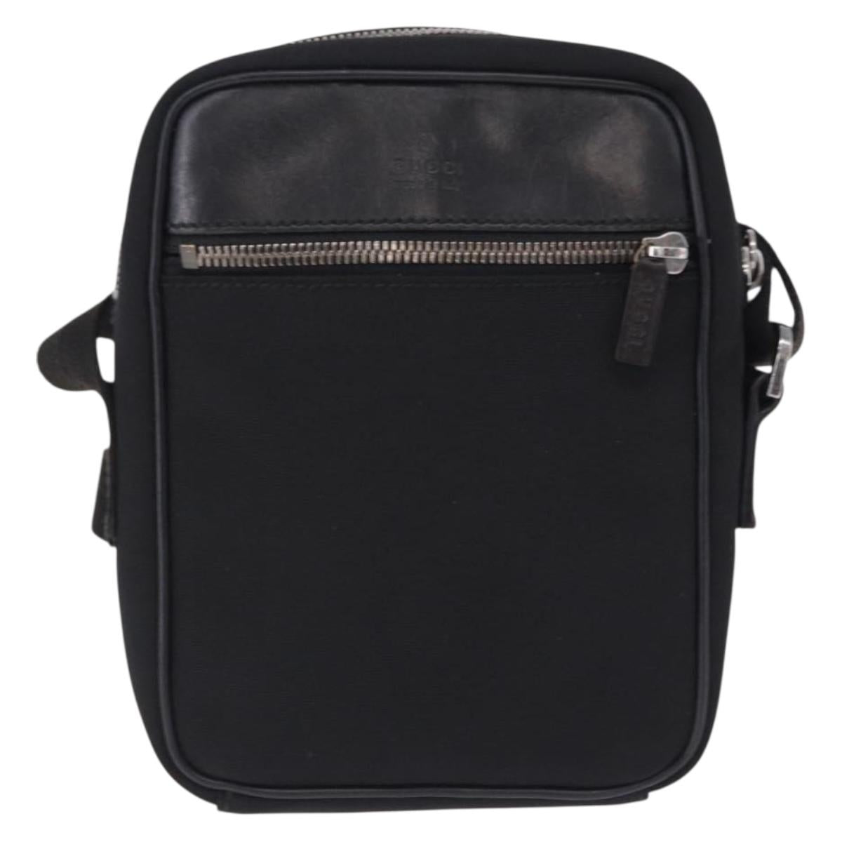 GUCCI Shoulder Bag Canvas Black Silver 101680 Auth bs36230