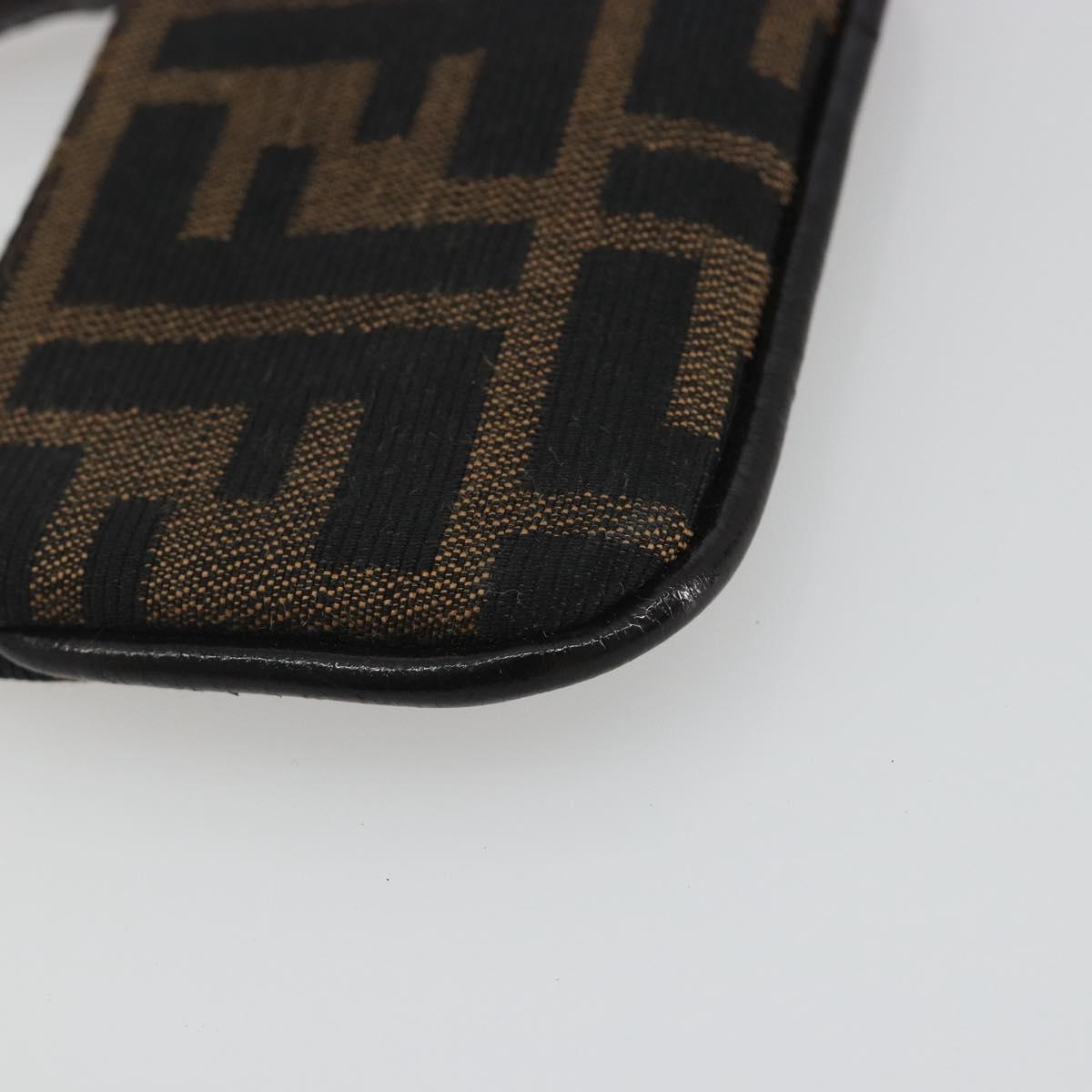 FENDI Zucca Canvas Coin Purse Brown Black Auth bs36231V