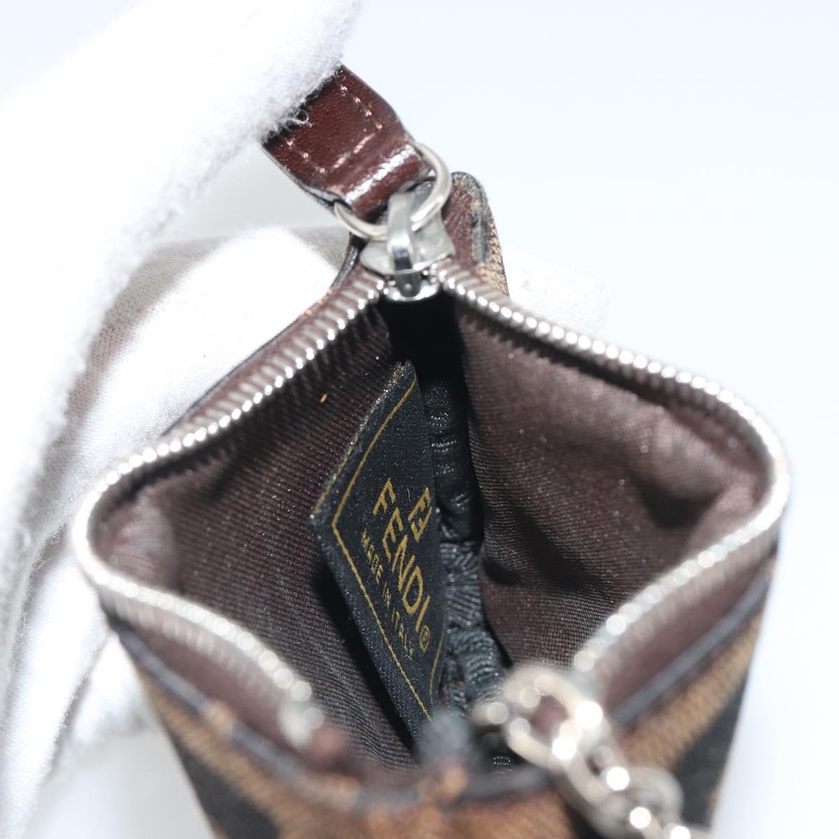 FENDI Zucca Canvas Coin Purse Brown Black Auth bs36231V