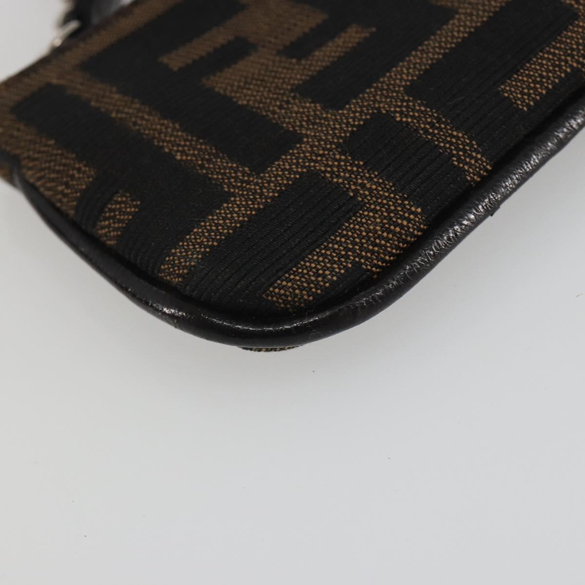 FENDI Zucca Canvas Coin Purse Brown Black Auth bs36231V