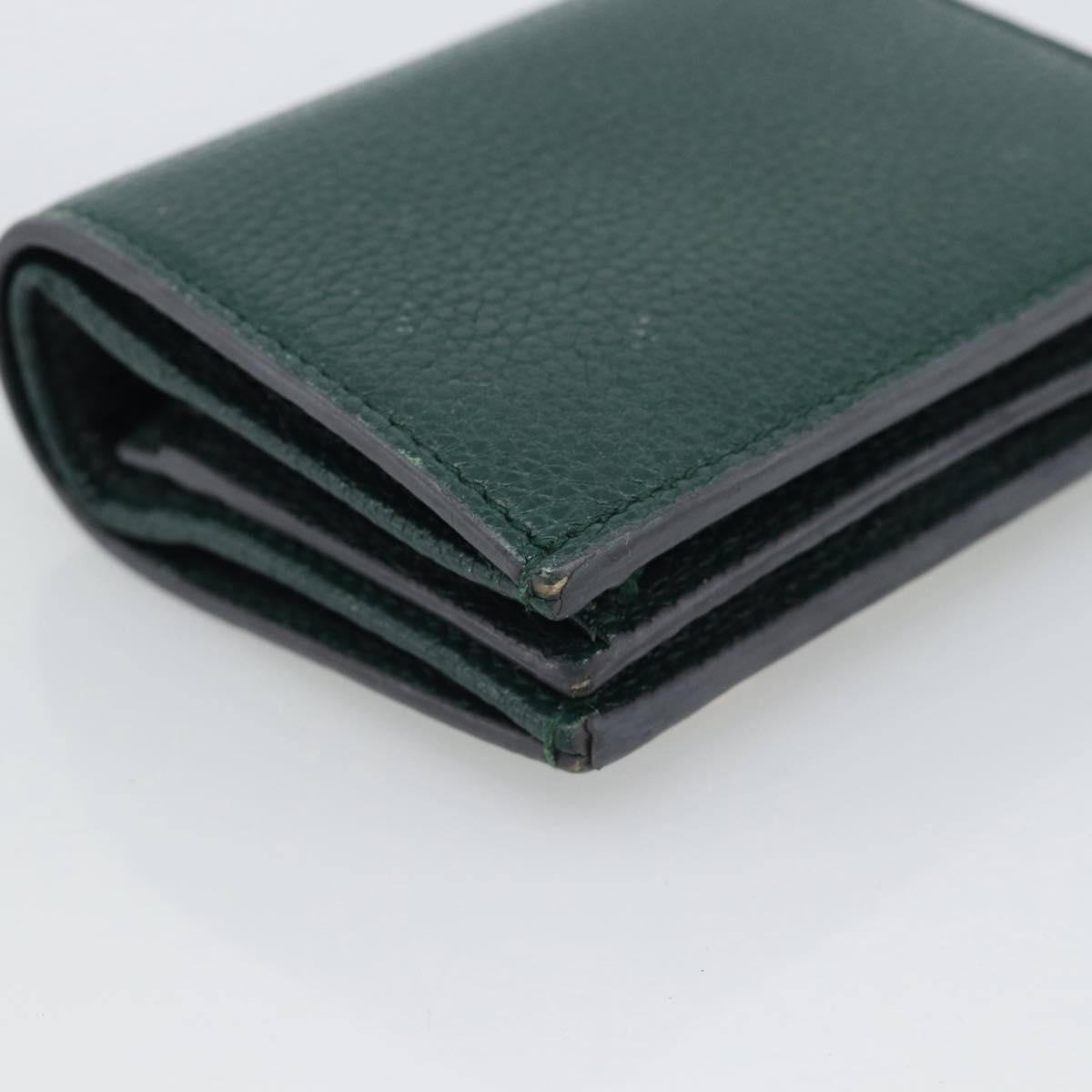 GUCCI Zumi Bifold Wallet Leather Green Gold 570660 Auth bs36232