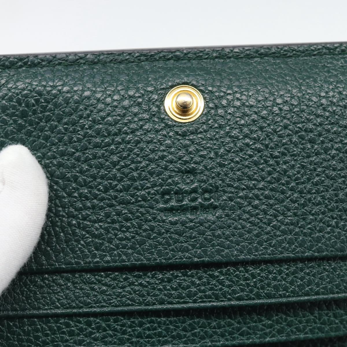 GUCCI Zumi Bifold Wallet Leather Green Gold 570660 Auth bs36232