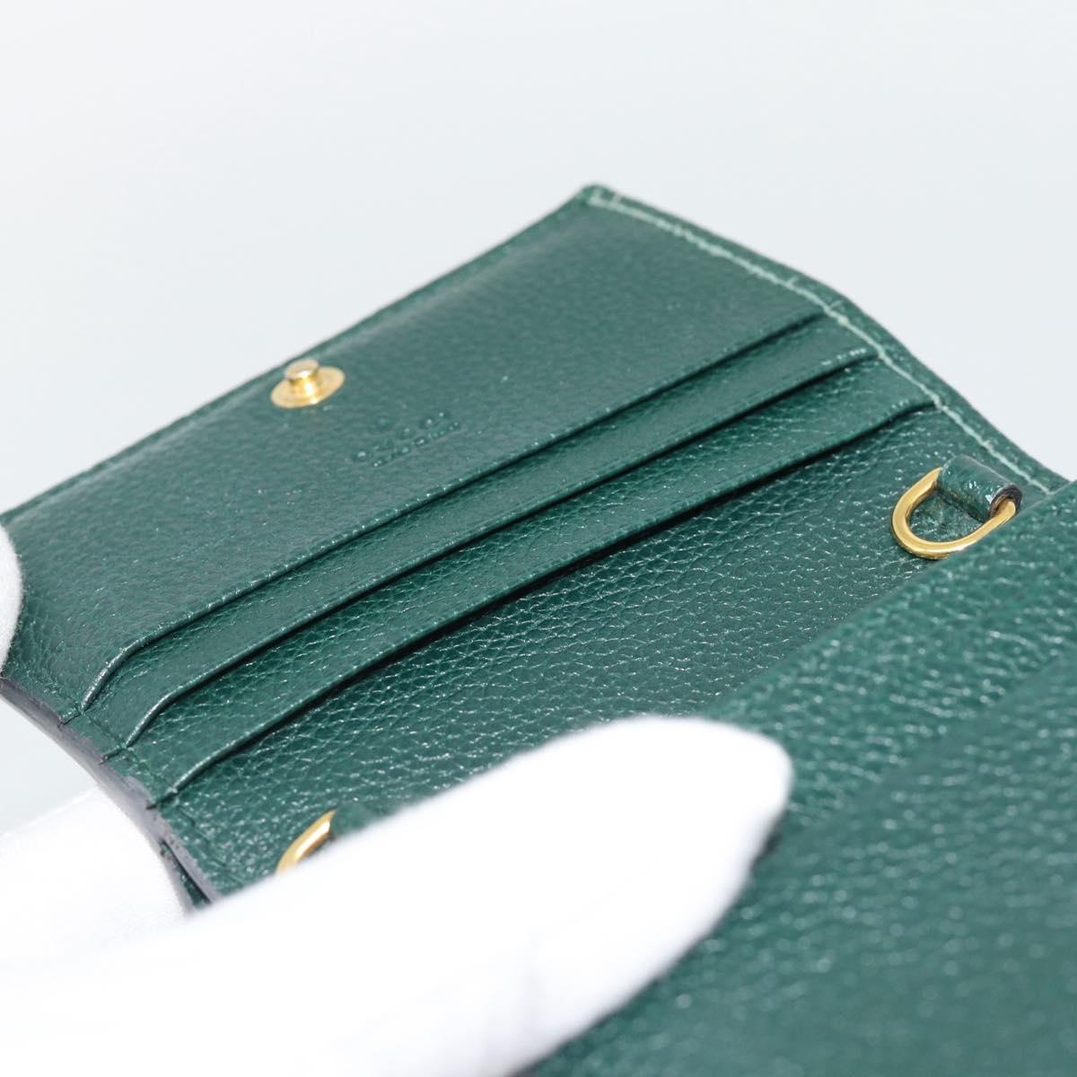 GUCCI Zumi Bifold Wallet Leather Green Gold 570660 Auth bs36232