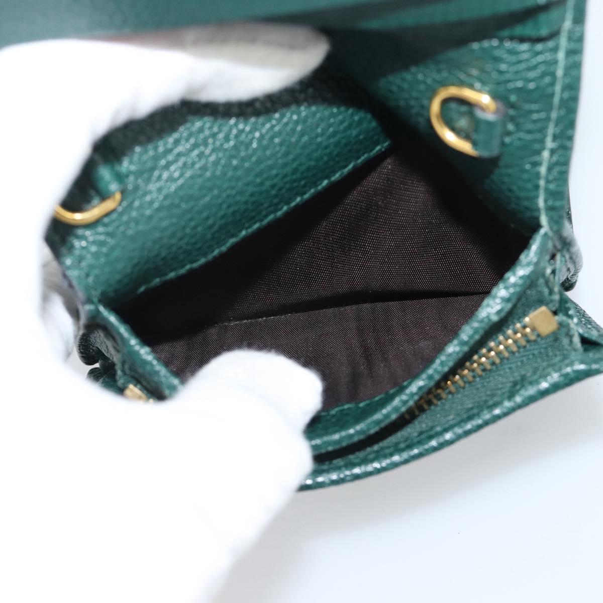 GUCCI Zumi Bifold Wallet Leather Green Gold 570660 Auth bs36232