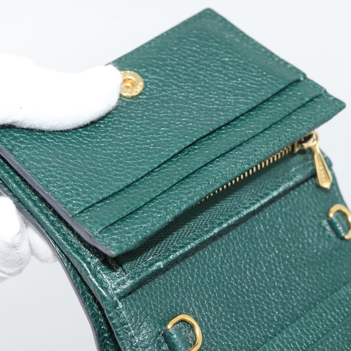 GUCCI Zumi Bifold Wallet Leather Green Gold 570660 Auth bs36232