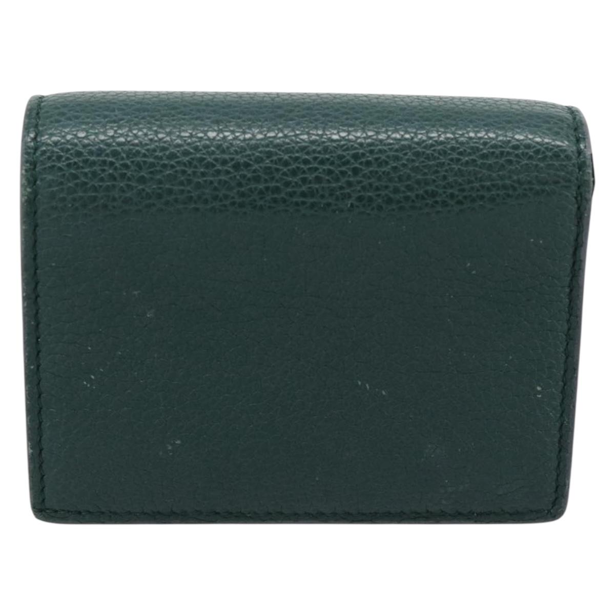 GUCCI Zumi Bifold Wallet Leather Green Gold 570660 Auth bs36232