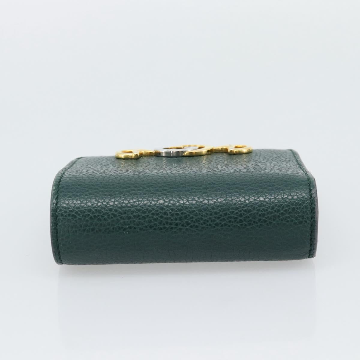 GUCCI Zumi Bifold Wallet Leather Green Gold 570660 Auth bs36232