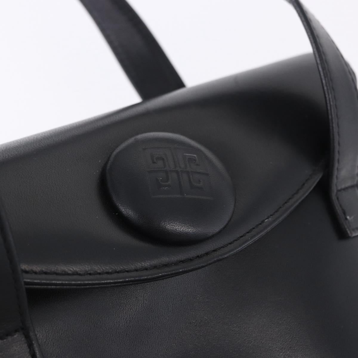 GIVENCHY Hand Bag Leather Black Gold Auth bs36233A