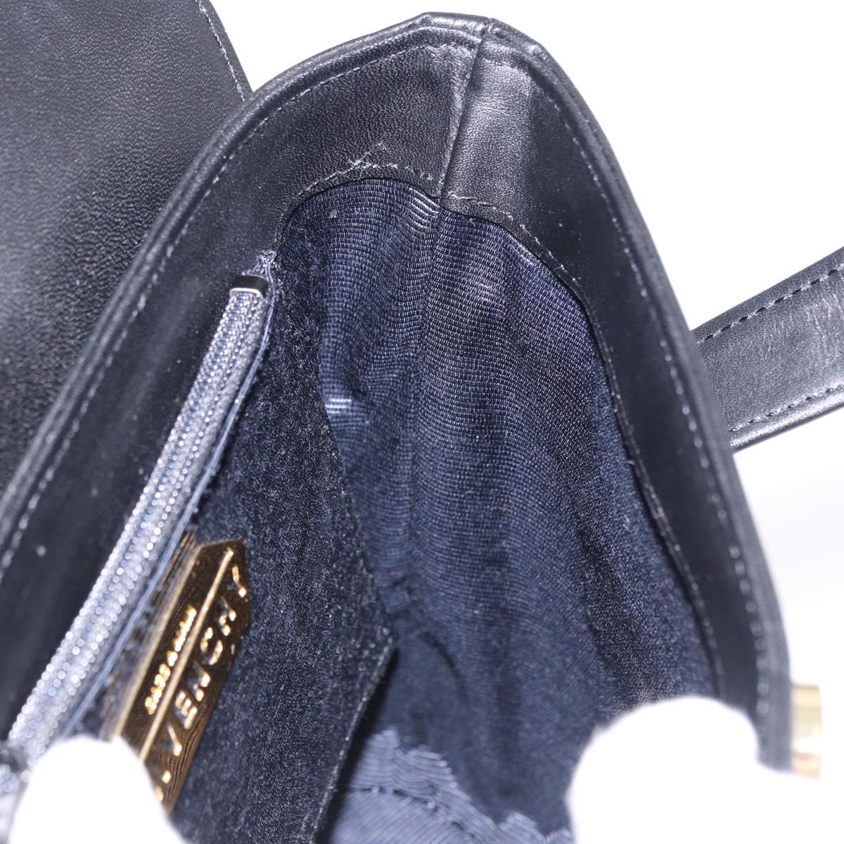 GIVENCHY Hand Bag Leather Black Gold Auth bs36233A