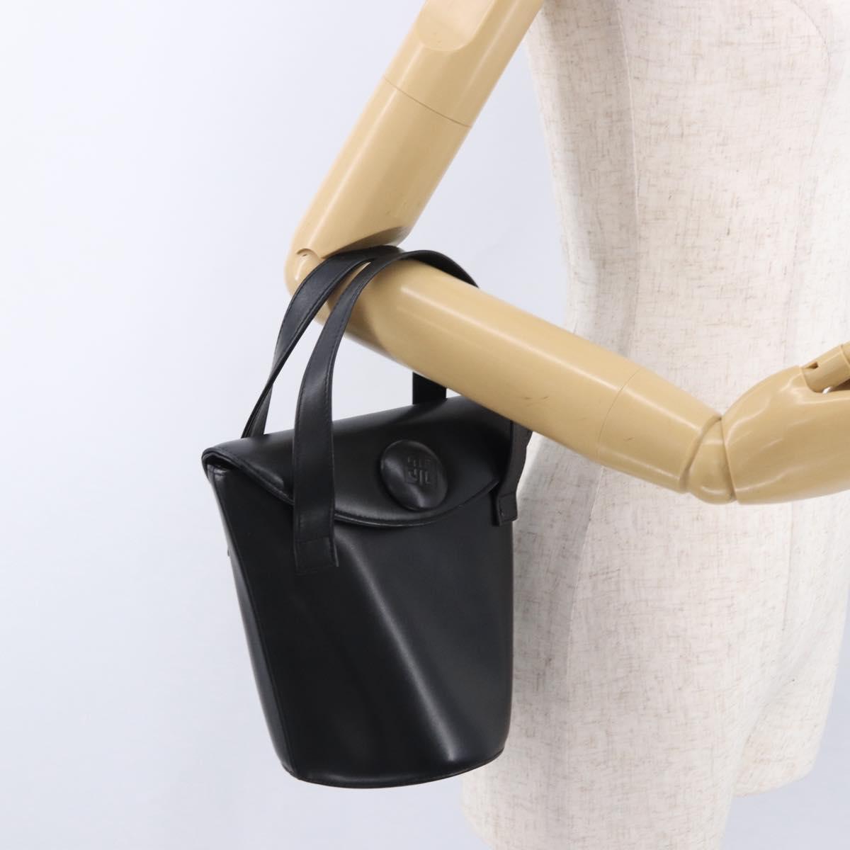 GIVENCHY Hand Bag Leather Black Gold Auth bs36233A