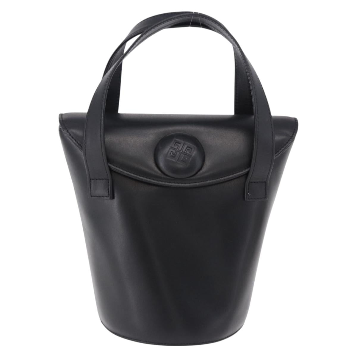 GIVENCHY Hand Bag Leather Black Gold Auth bs36233A