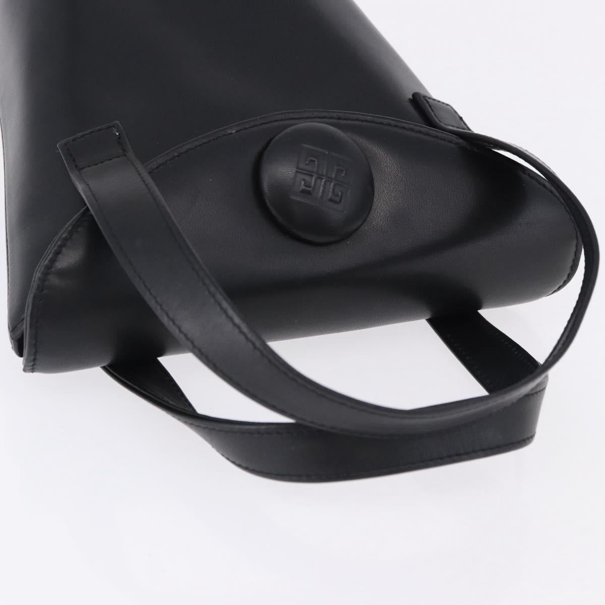 GIVENCHY Hand Bag Leather Black Gold Auth bs36233A