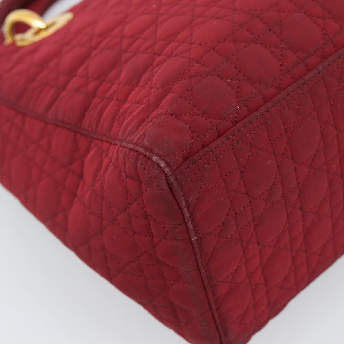 Christian Dior Canage Hand Bag Canvas Red Gold Auth bs36238