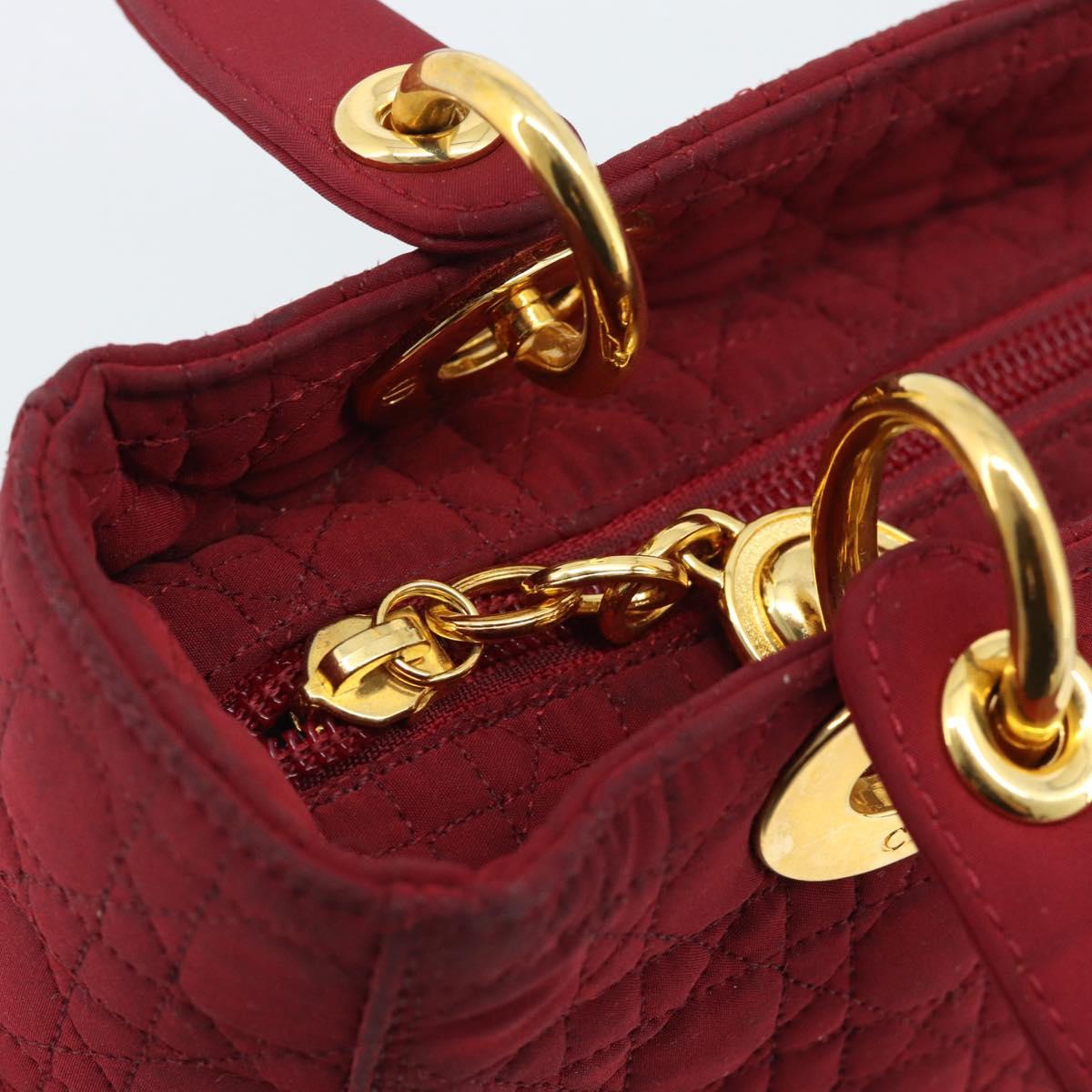 Christian Dior Canage Hand Bag Canvas Red Gold Auth bs36238