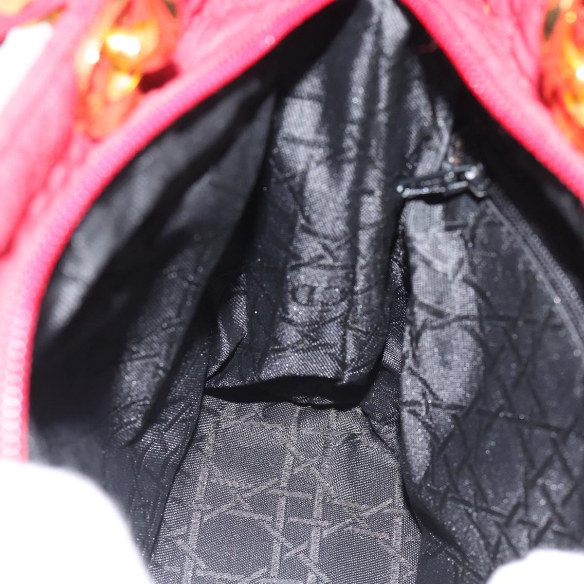 Christian Dior Canage Hand Bag Canvas Red Gold Auth bs36238