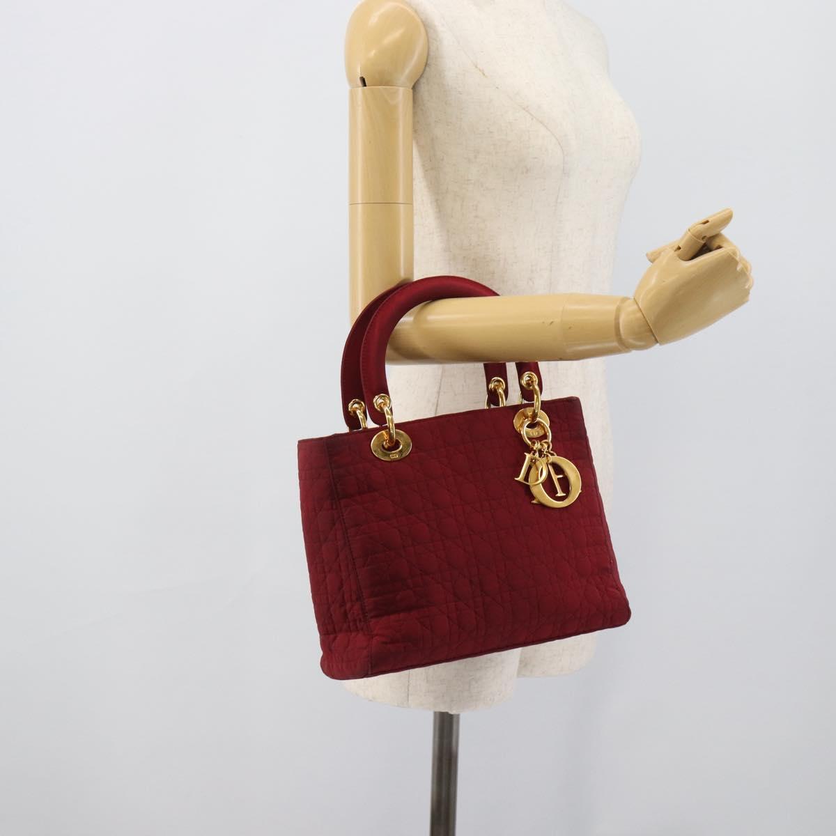Christian Dior Canage Hand Bag Canvas Red Gold Auth bs36238