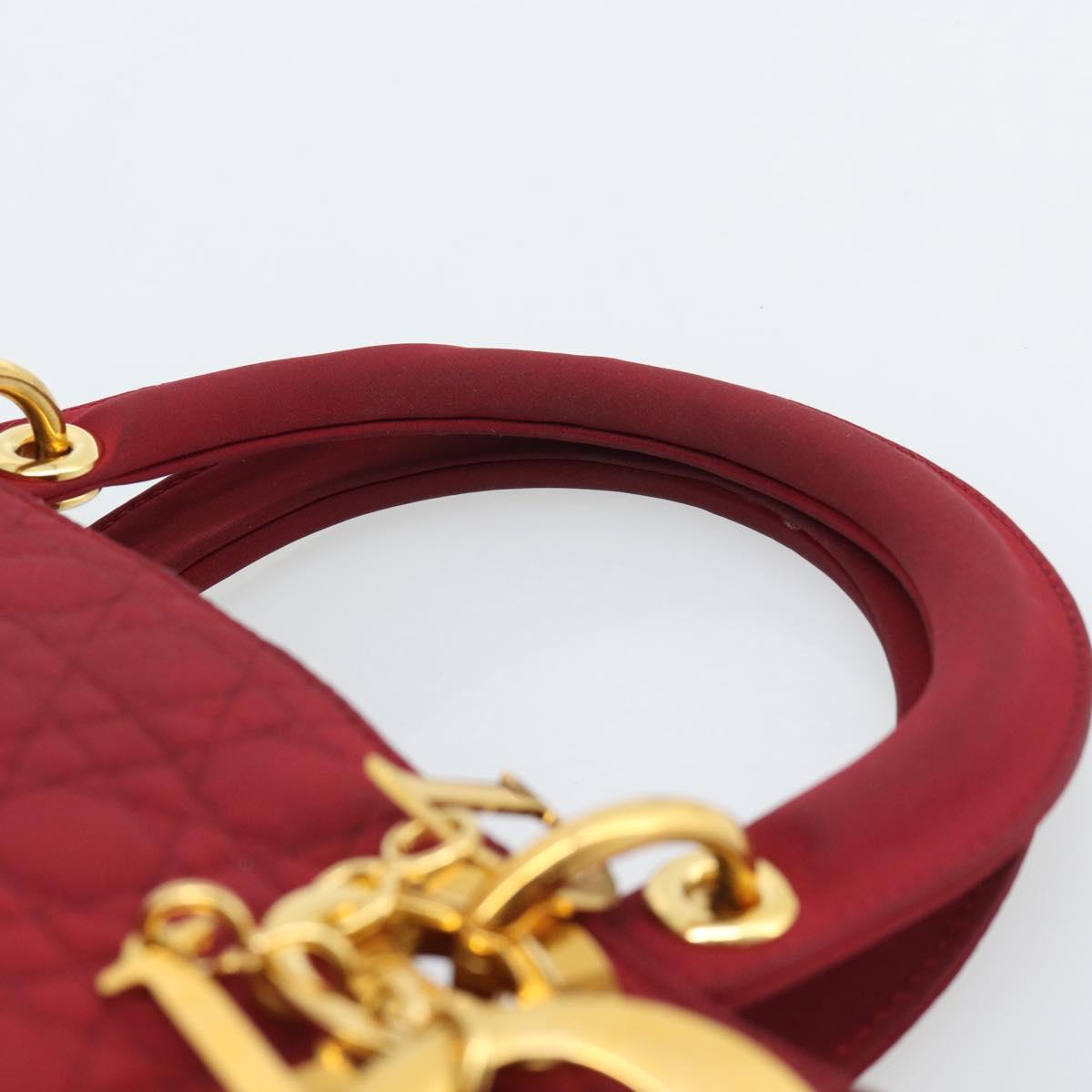 Christian Dior Canage Hand Bag Canvas Red Gold Auth bs36238