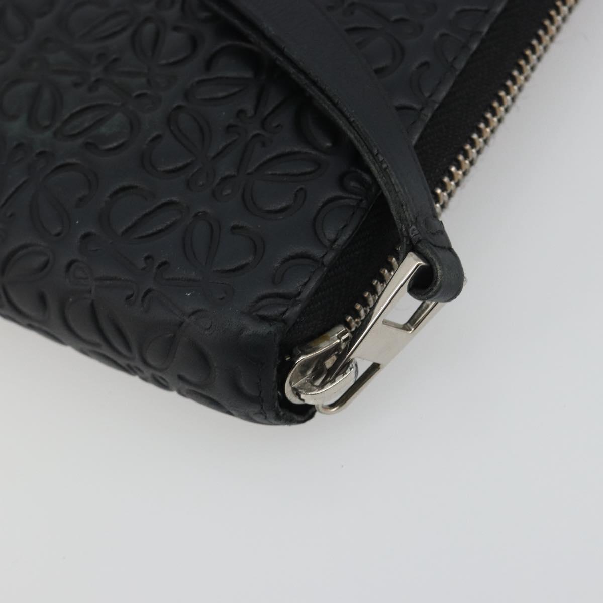 LOEWE Anagram Long Wallet Leather Black Silver Auth bs36239