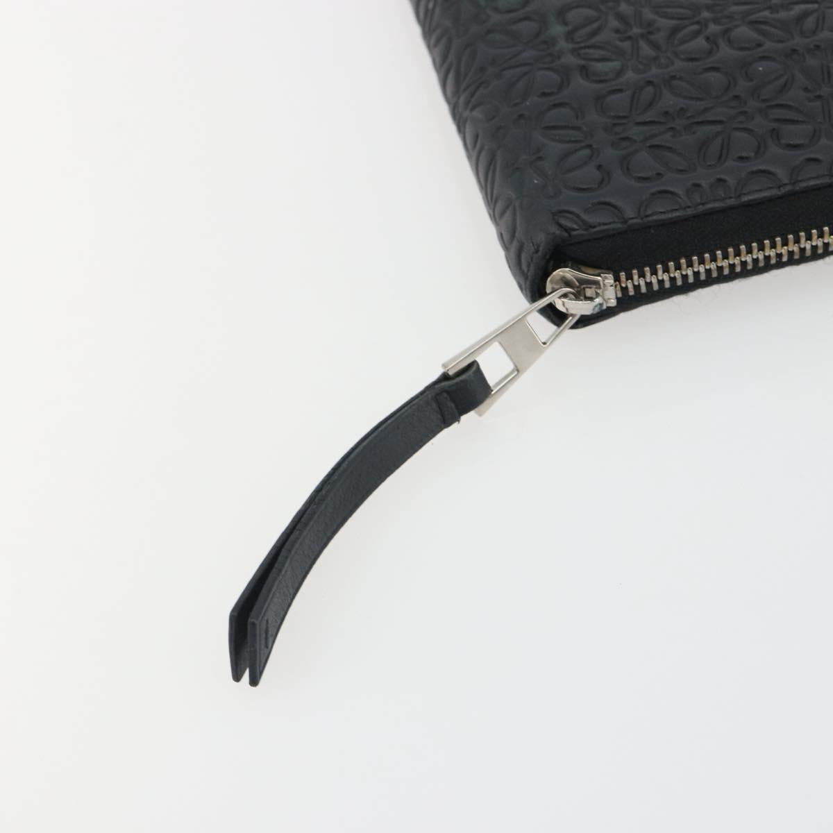 LOEWE Anagram Long Wallet Leather Black Silver Auth bs36239