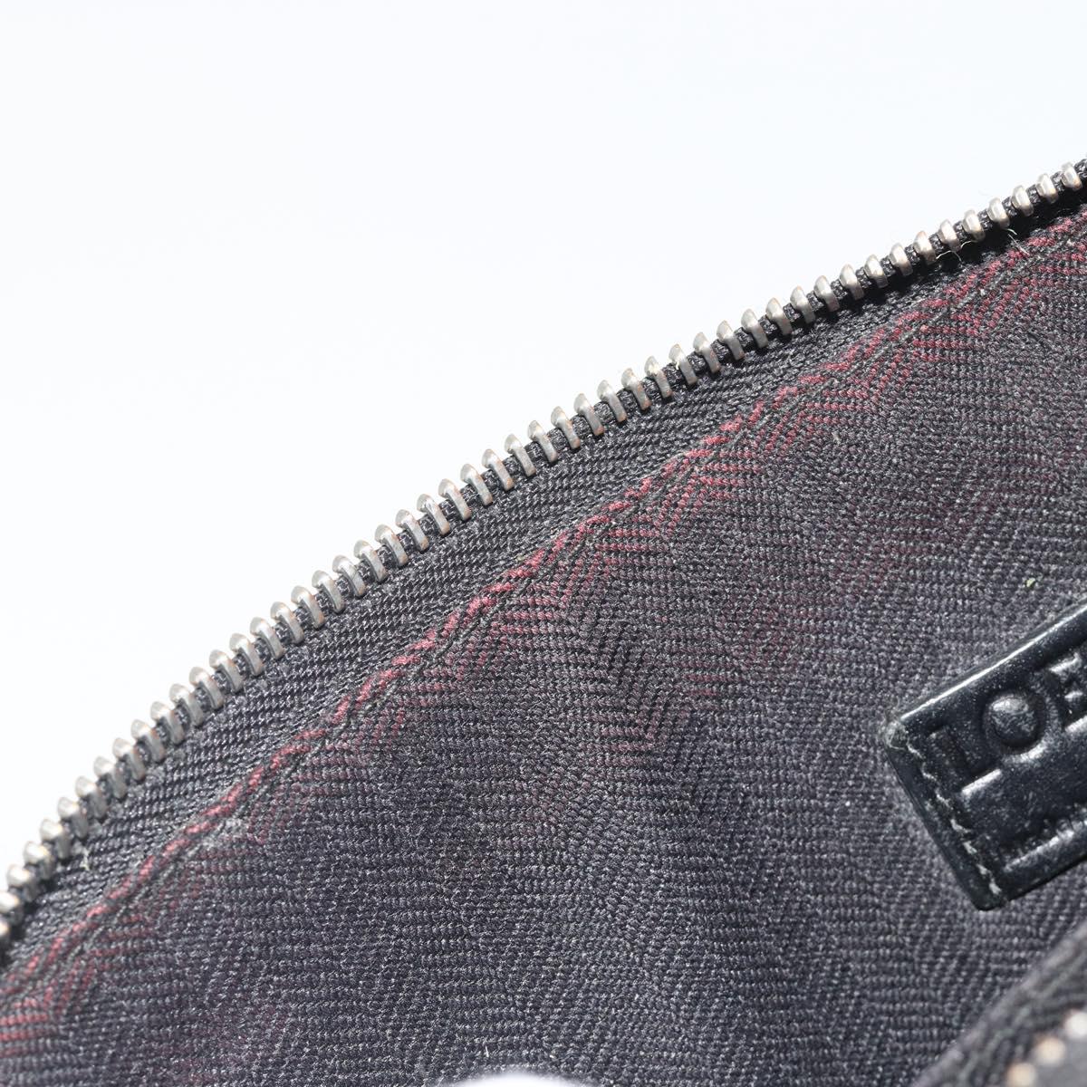 LOEWE Anagram Long Wallet Leather Black Silver Auth bs36239