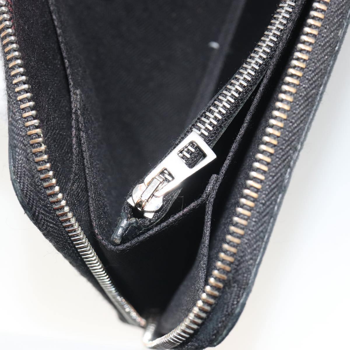 LOEWE Anagram Long Wallet Leather Black Silver Auth bs36239
