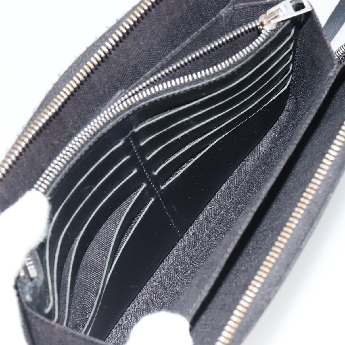 LOEWE Anagram Long Wallet Leather Black Silver Auth bs36239