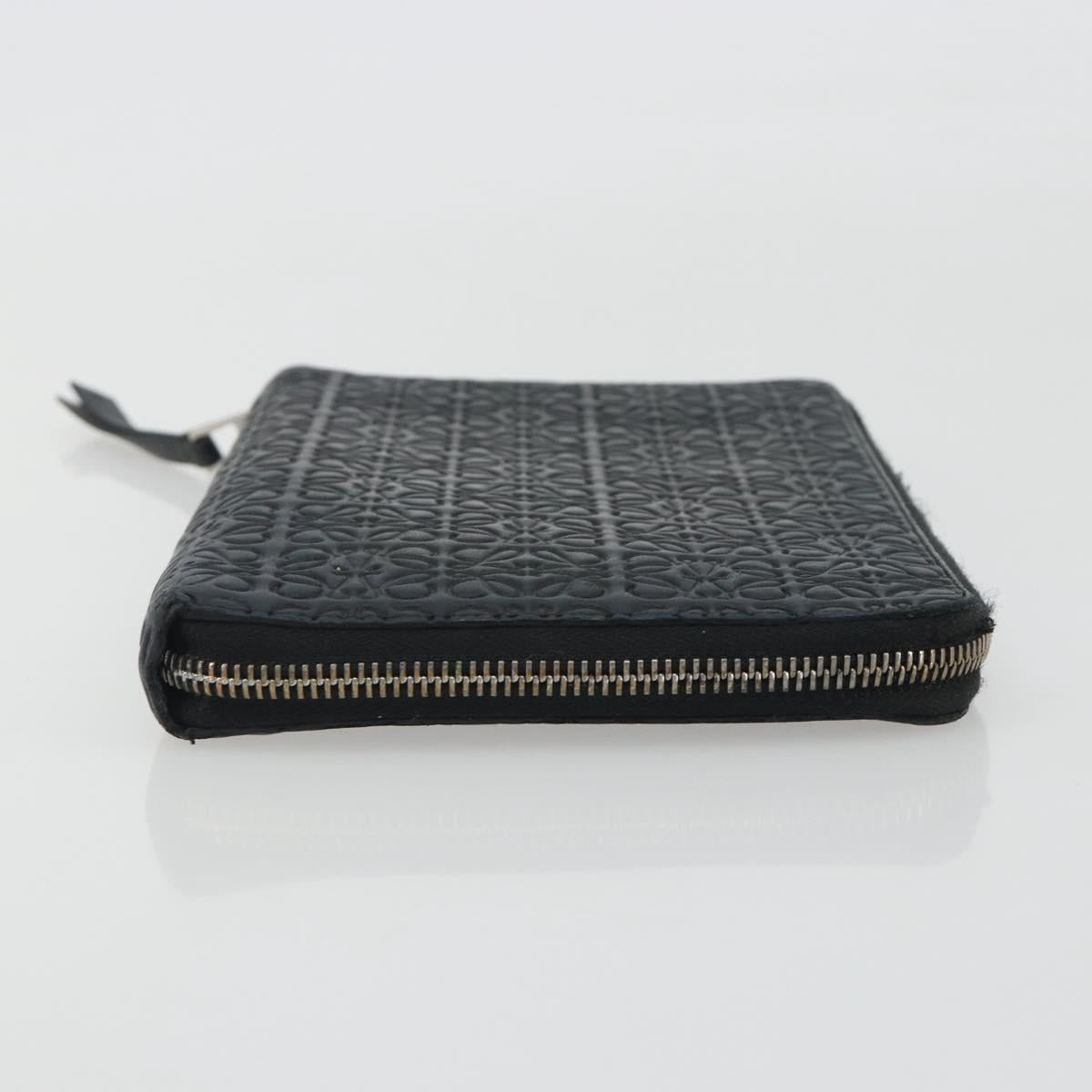 LOEWE Anagram Long Wallet Leather Black Silver Auth bs36239