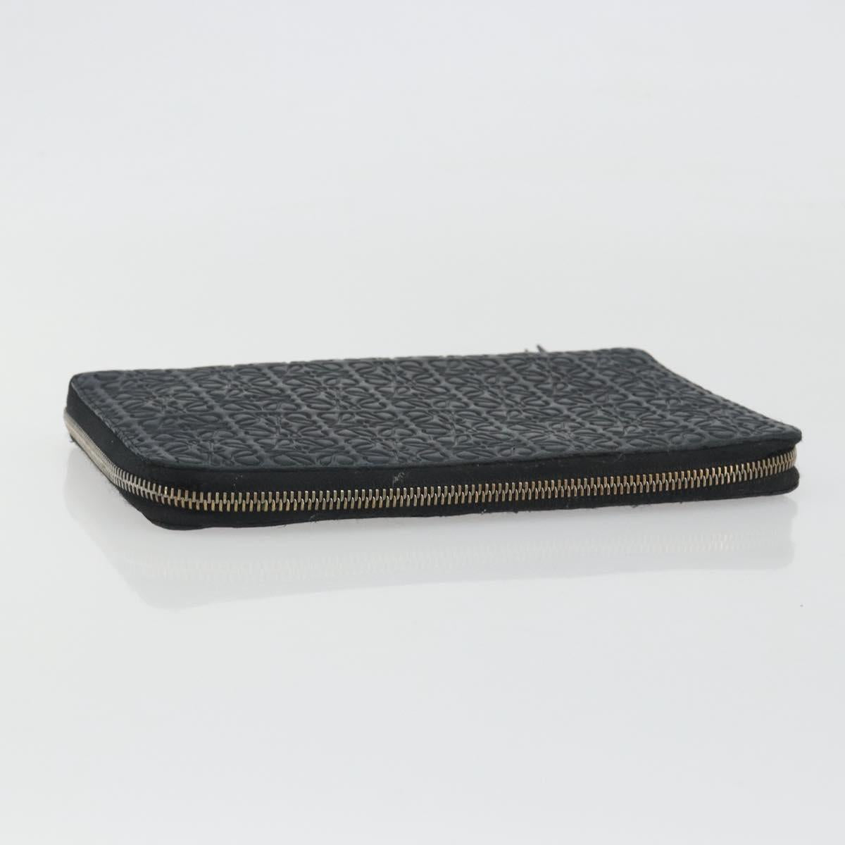 LOEWE Anagram Long Wallet Leather Black Silver Auth bs36239