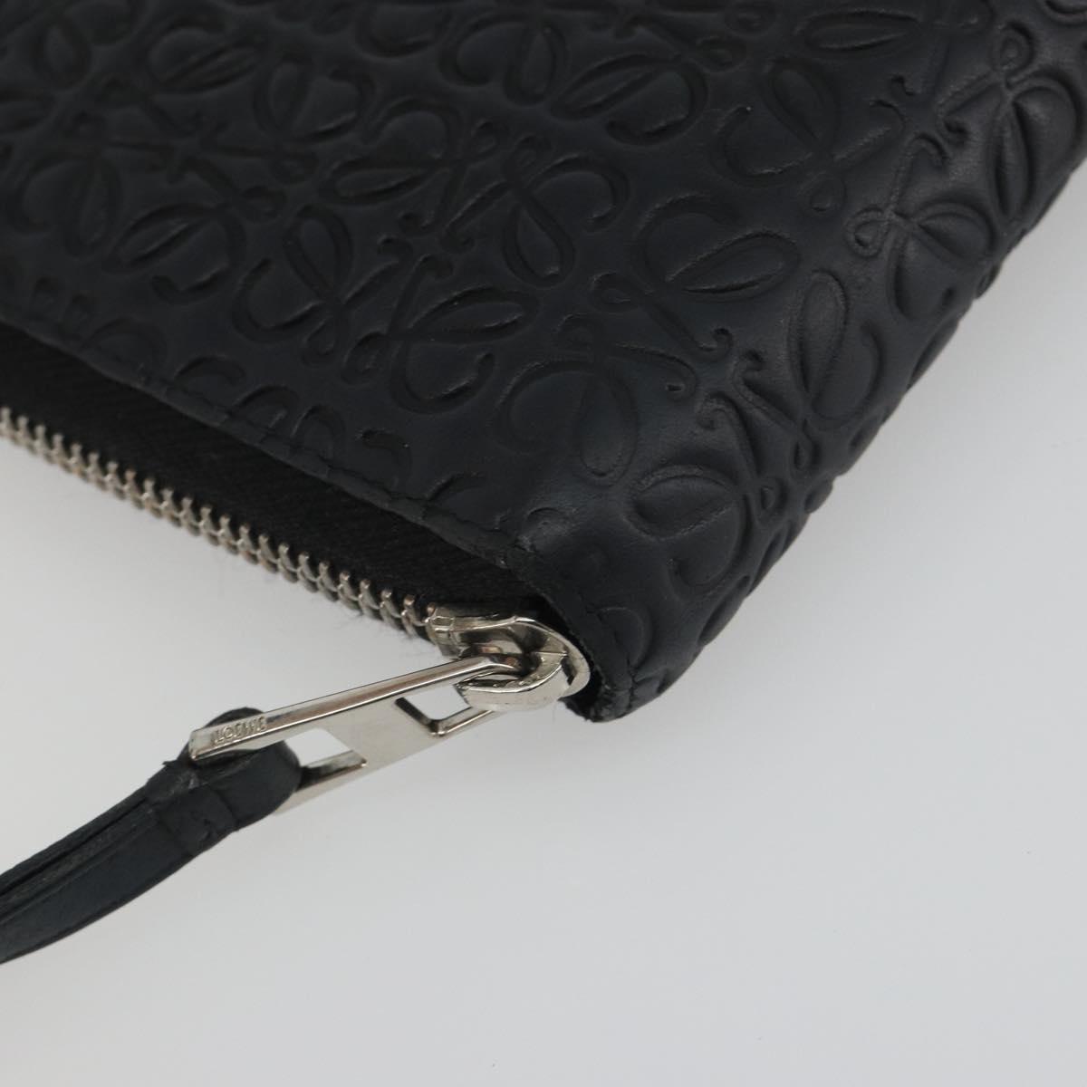 LOEWE Anagram Long Wallet Leather Black Silver Auth bs36239