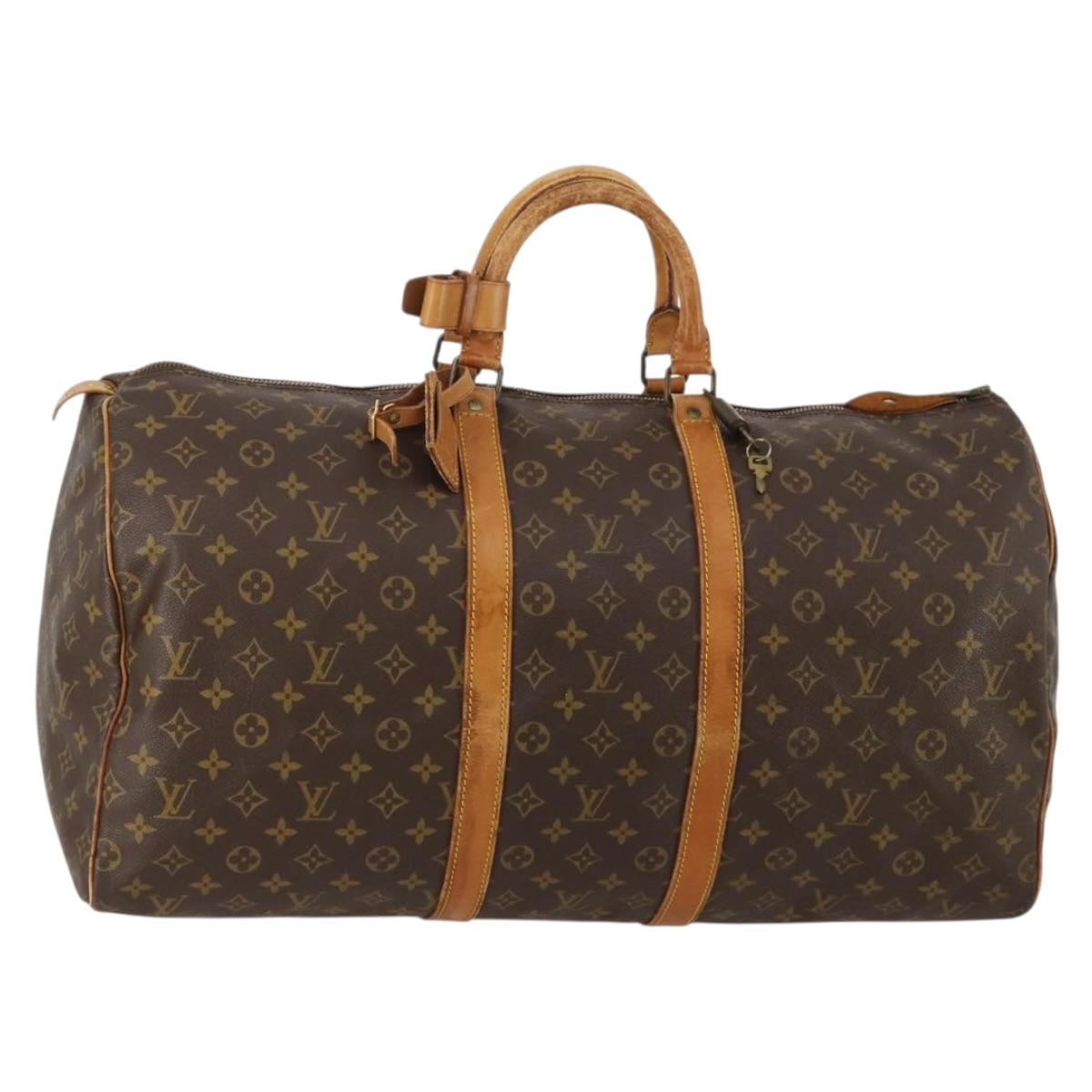 LOUIS VUITTON Monogram Keepall 55 Boston Bag M41424 LV Auth bs36243