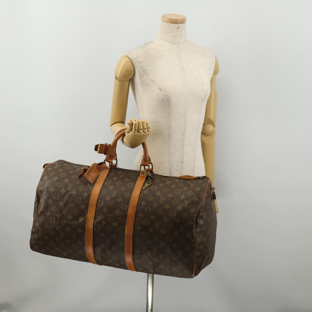 LOUIS VUITTON Monogram Keepall 55 Boston Bag M41424 LV Auth bs36243
