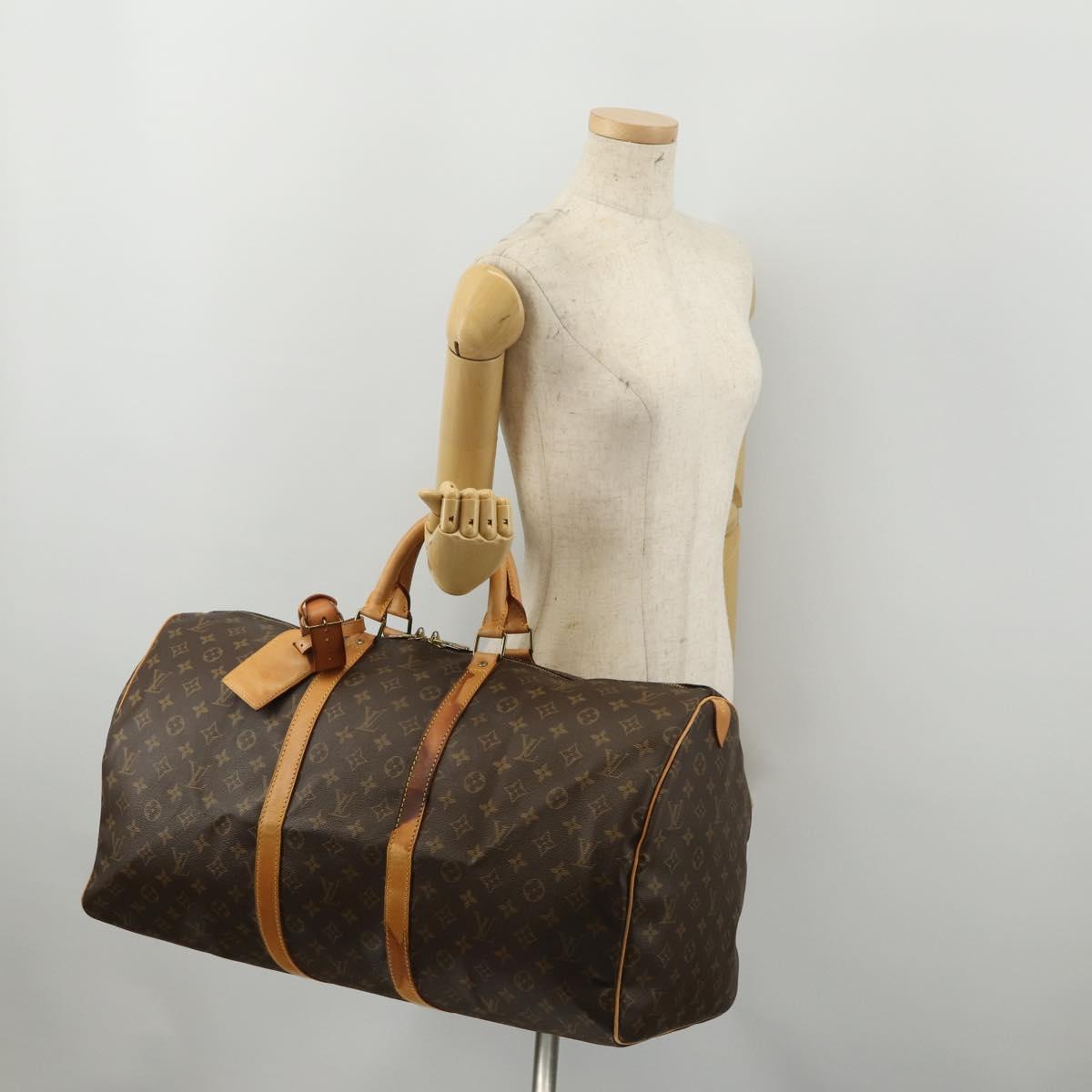 LOUIS VUITTON Monogram Keepall 55 Boston Bag M41424 LV Auth bs36244