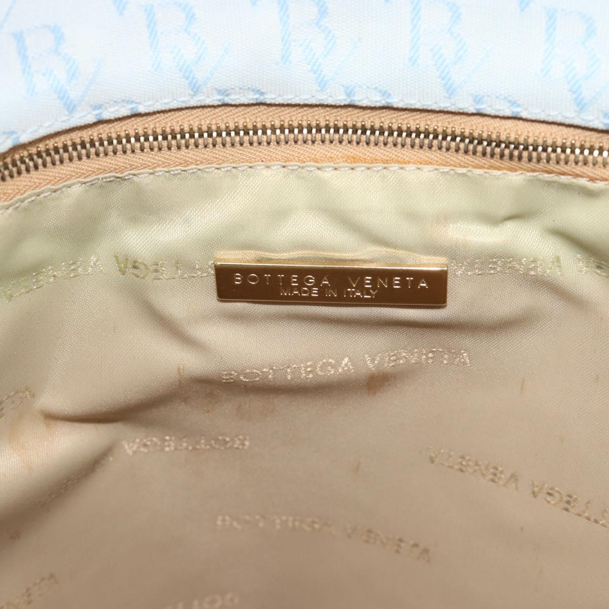 BOTTEGA VENETA Tote Bag Canvas Light Blue Gold Auth bs36249