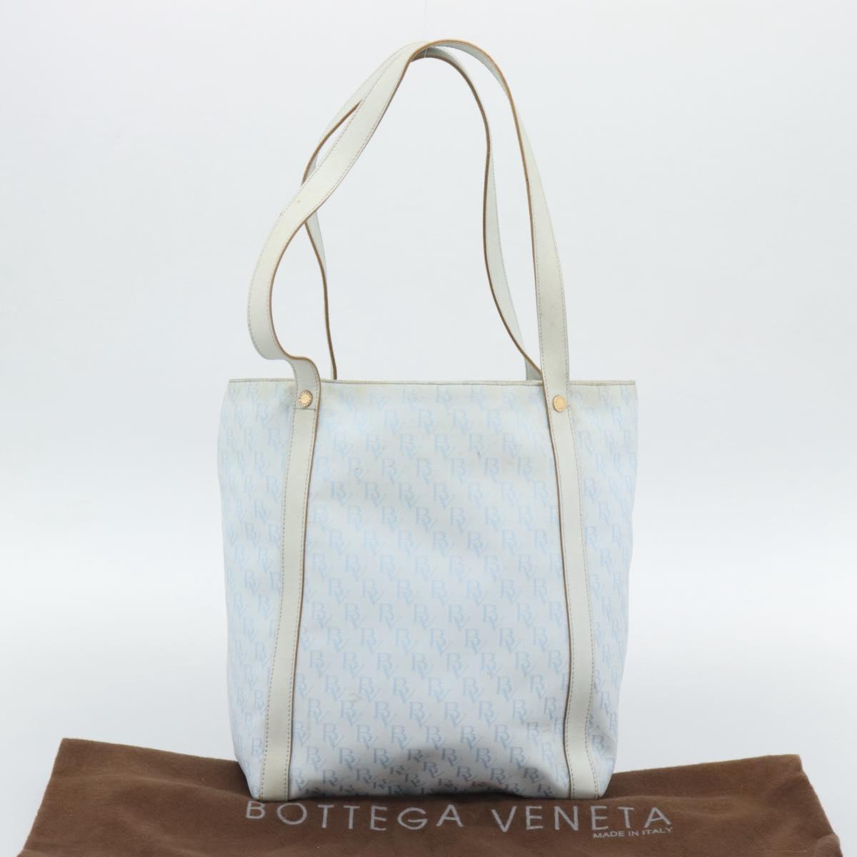BOTTEGA VENETA Tote Bag Canvas Light Blue Gold Auth bs36249