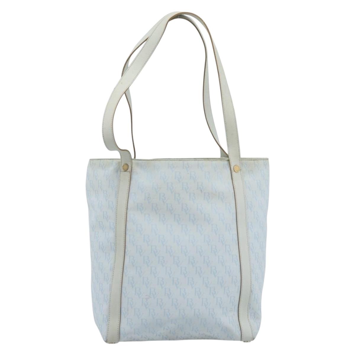 BOTTEGA VENETA Tote Bag Canvas Light Blue Gold Auth bs36249